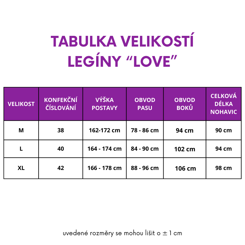 LOVE - legíny s bílým nápisem, velikost M