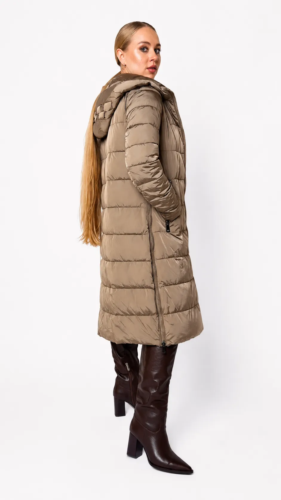 LUXURY - dlouhá bunda - champagne, velikost S/M