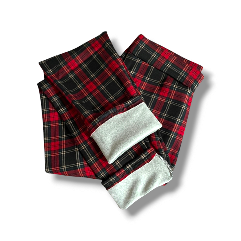 Zateplené kostkované legíny, velikost M/L