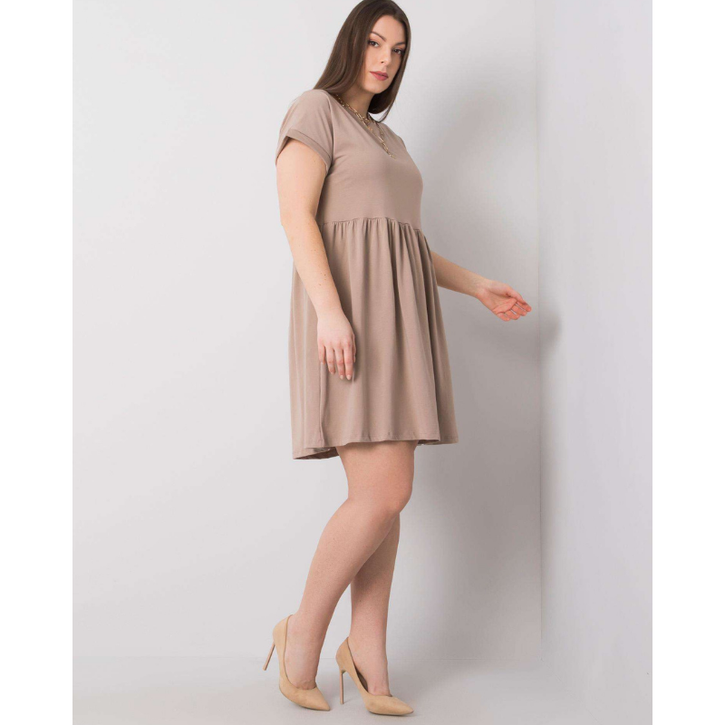 SIMONA - PLUS SIZE šaty - dark beige, velikosti od 2XL do 3XL