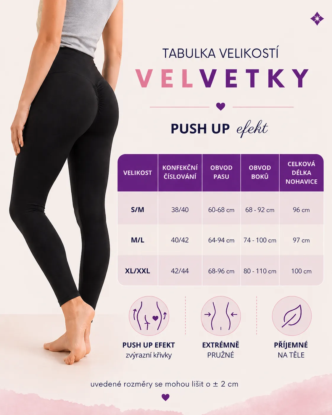 PUSH UP Velvetky - černá, velikosti od S do 2XL