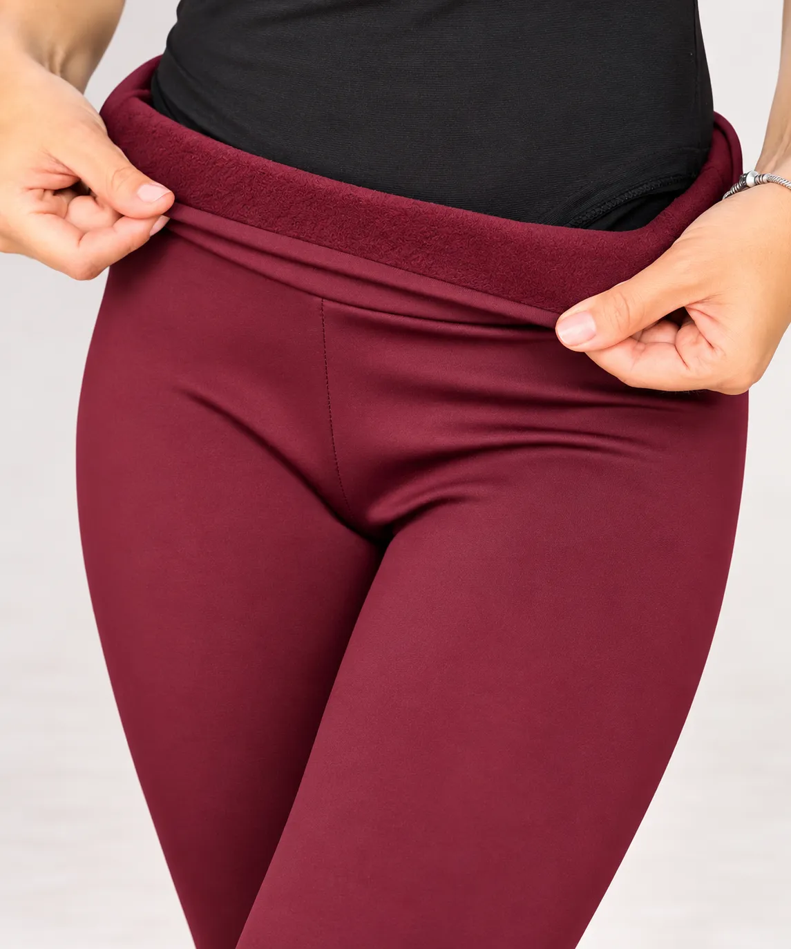 ALASKA - zateplené tvarující legíny - burgundy, velikosti od S do 6XL