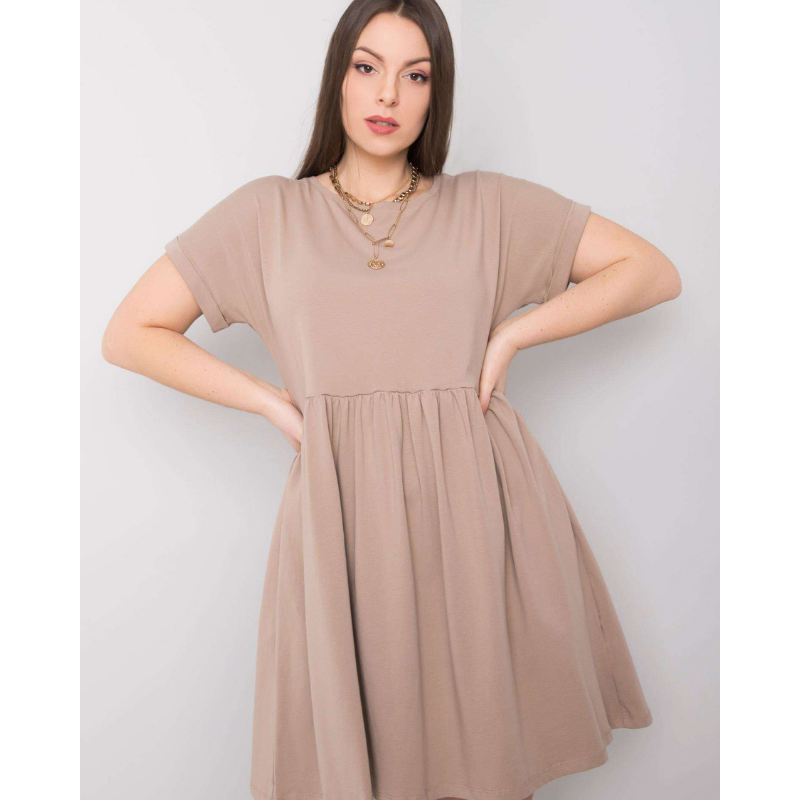 SIMONA - PLUS SIZE šaty - dark beige, velikosti od 2XL do 3XL