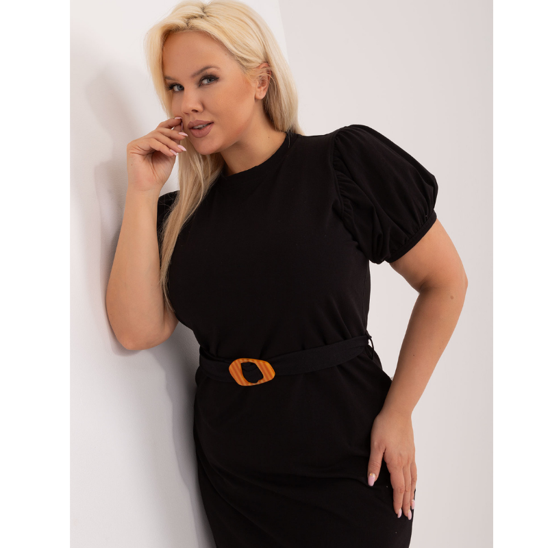 MYLAH - PLUS SIZE černé šaty s páskem, velikost 2XL