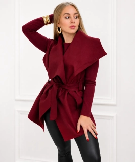 Moly - flaušová vesta krátká - bordó, sedne od velikosti XS do XL