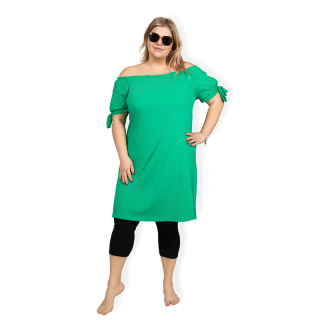 PLUS SIZE šaty Carmen - zelená, sednou do velikosti 50