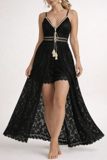 Wanesa - krajkové šaty se všitými šortkami - černá, sedne od velikosti XS do M