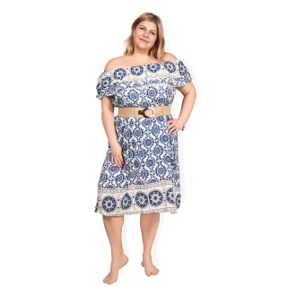 Bellita - PLUS SIZE šaty s volánovým výstřihem - sednou do velikosti 52