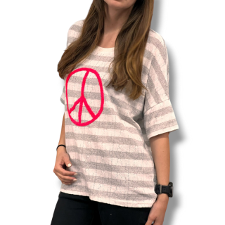 PEACE - OVERSIZE tričko/lehounký svetřík - šedá, sedne do velikosti XXL
