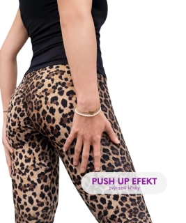 ANGELINA - legíny s leopardím potiskem PUSH UP efekt, velikosti od S do XXL