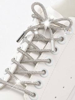 SPARKLE LACES - šedé tkaničky s falešnými diamanty - 100 cm