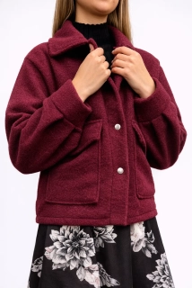KATE - krátký kabát - burgundy, sedne od velikosti S do XL